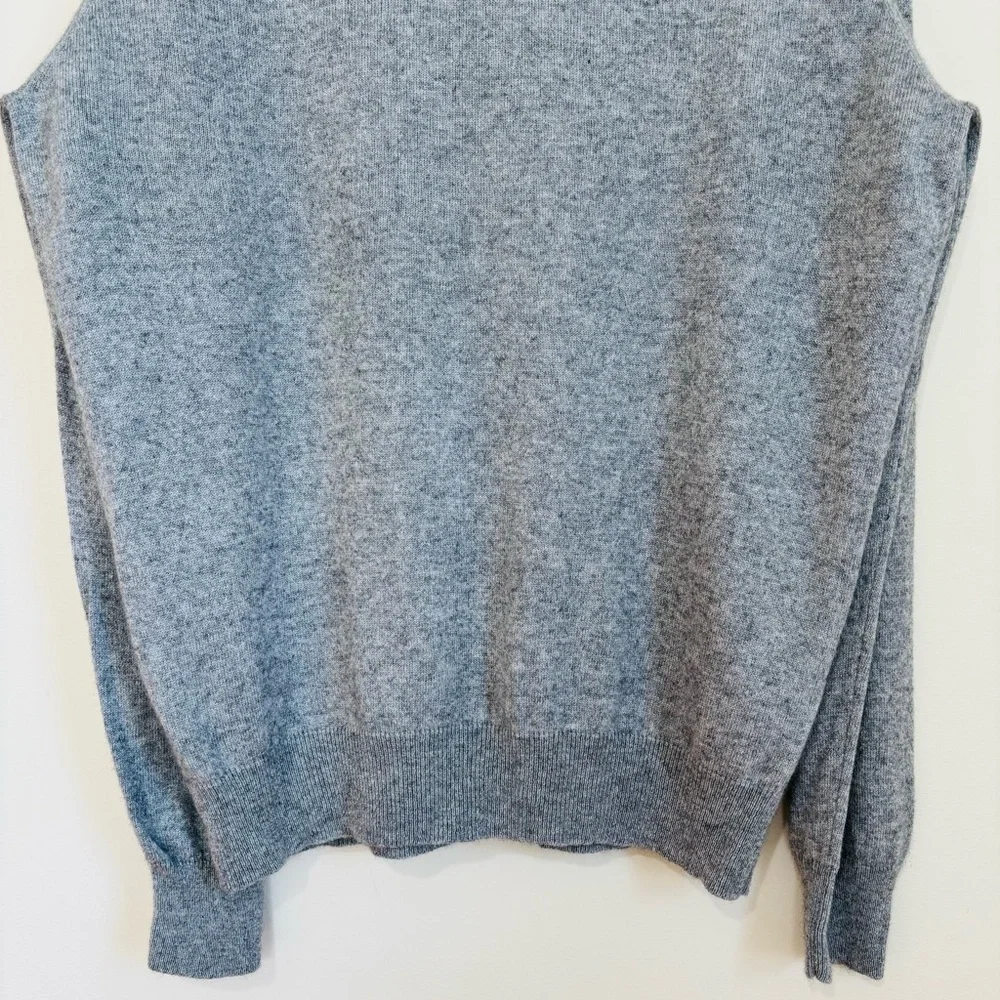 Apt9 Men Large Cashmere Silk V Neck heather gray knit slouchy pullover Sweater